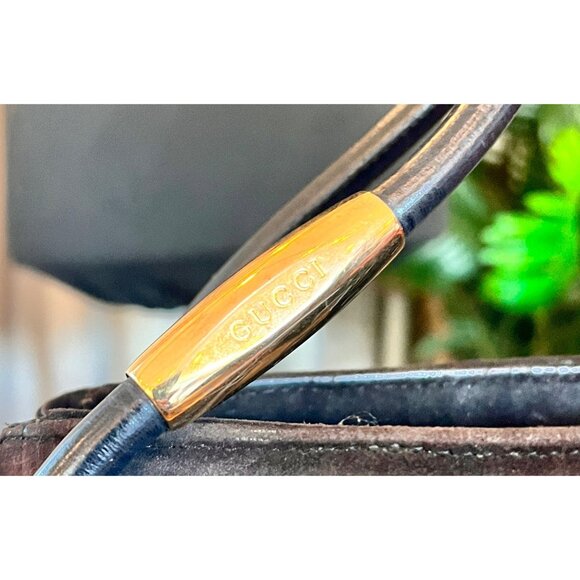 Gucci Black & Brown Suede Shoulder Bag With Leather Trim & Double Handles - Picture 5 of 12